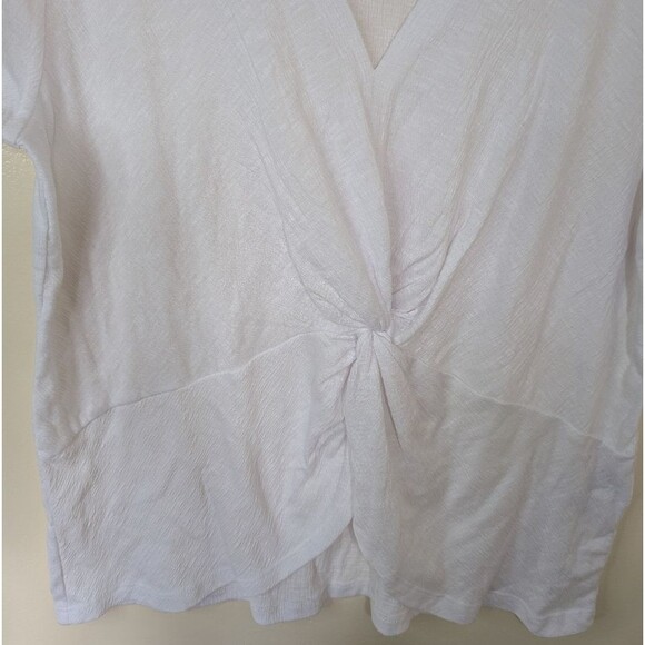 INC International Concepts Top White Short Sleeve Semi-Sheer Twist Front XL - Picture 5 of 10